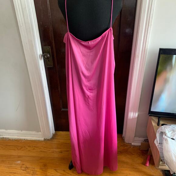 Pink 70s Maxi Disco Slip Dress MEDIUM Donna Richard for Gillian & O’Malley - Picture 6 of 9